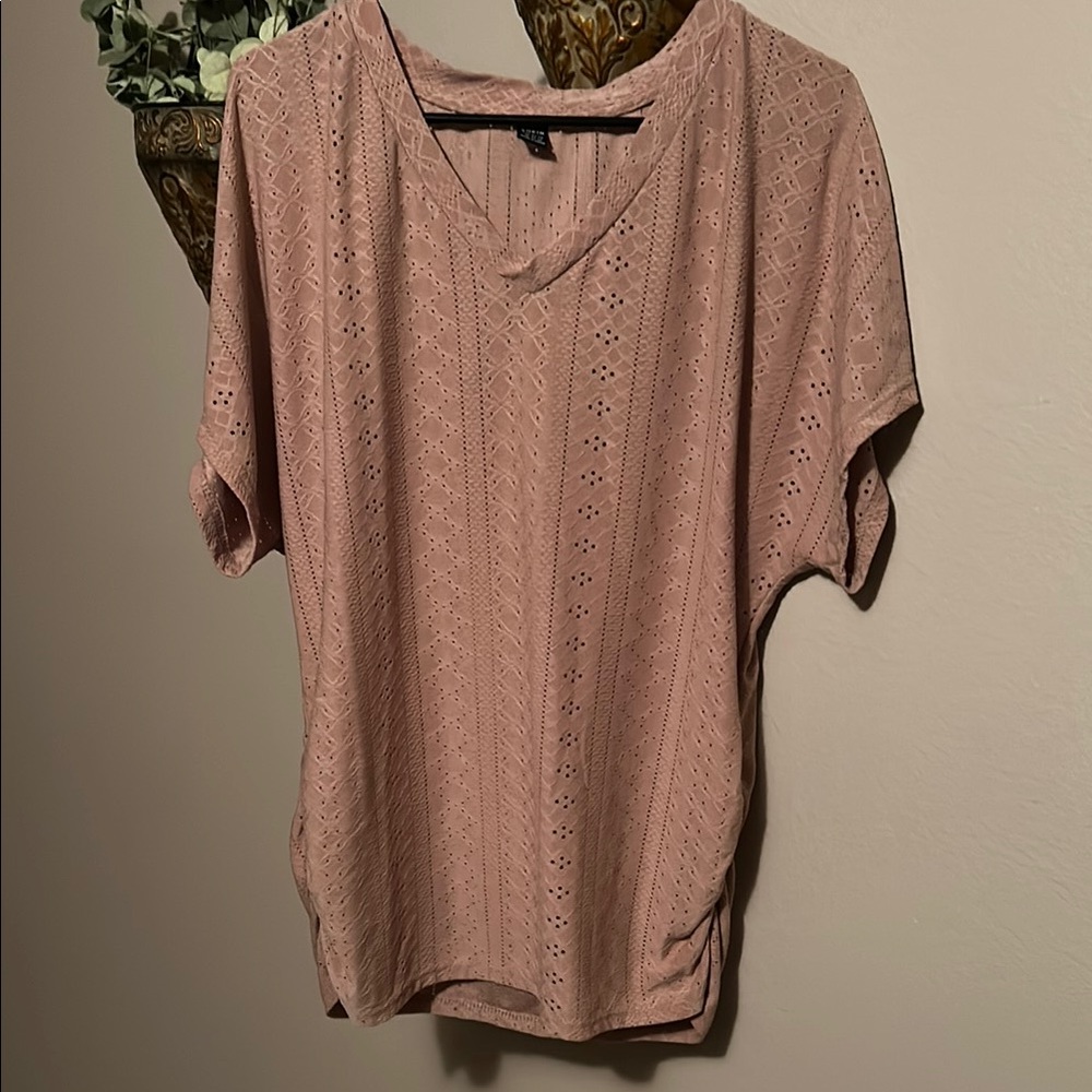 SHEIN Pink Relaxed Ribbed Blouse